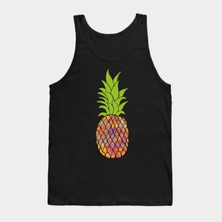 Pineapple Art In Colorful Rainbow Colors - A Beach Fruit Tank Top